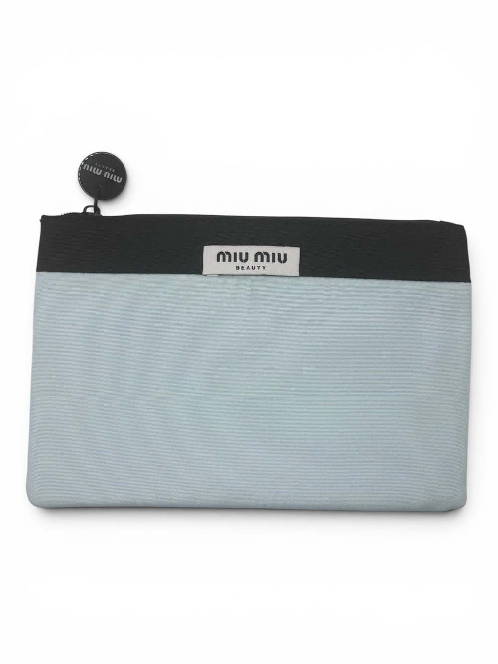 Miu Miu Black and Light Blue Canvas Cosmetic Pouch